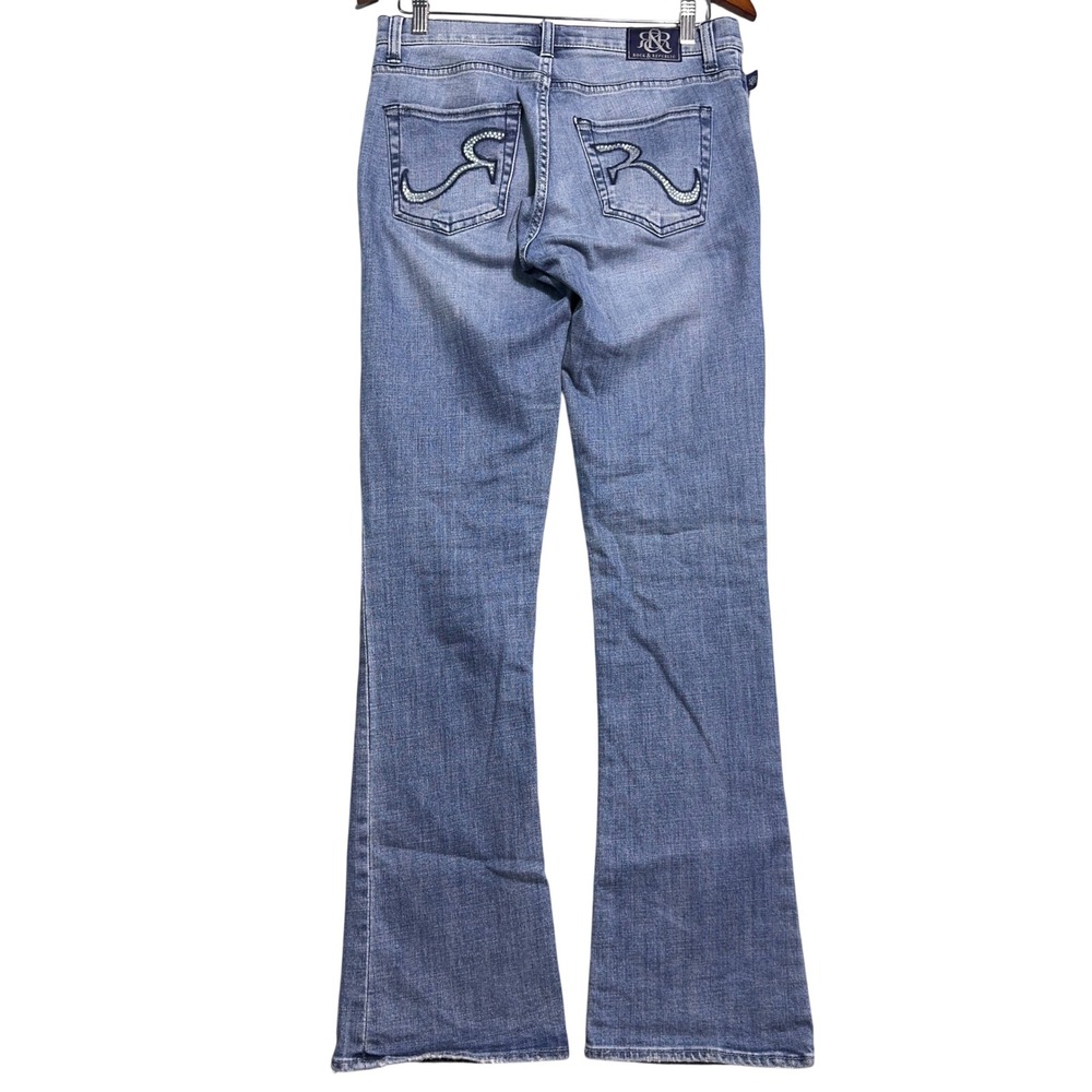 Rock & Republic Kasandra Jeans Womens Size 8 Low Rise Rhinestone Bootcut Blue